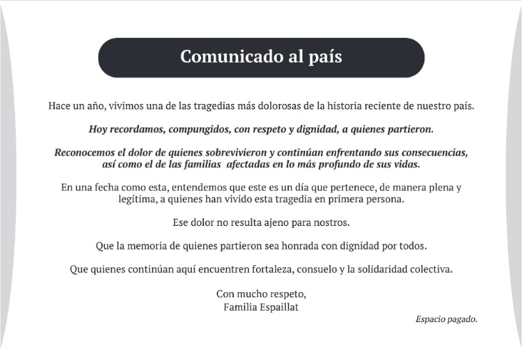 Familia Espaillat se pronuncia a un año de la tragedia del Jet Set