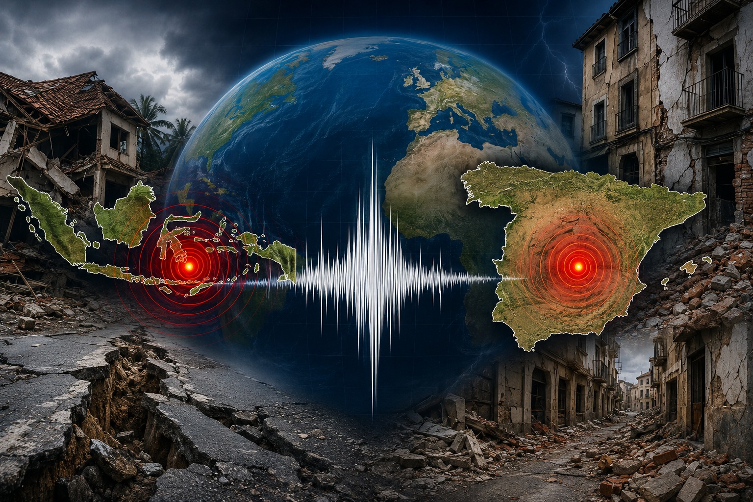 Terremotos sacuden Indonesia y España