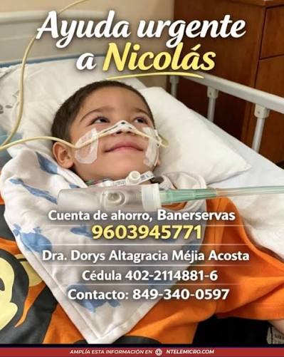 Nicolás enfrenta múltiples condiciones de salud y su familia pide ayuda para costear su tratamiento